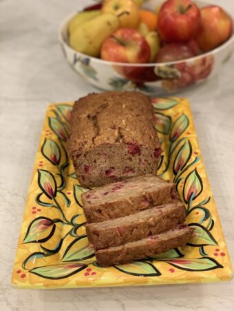 Cardammom Spiced Apple and Cranberry Quickbread