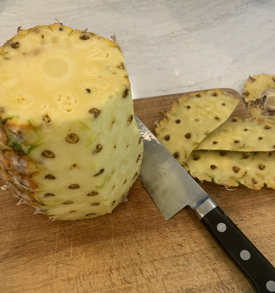 Breaking down a fresh pineapple