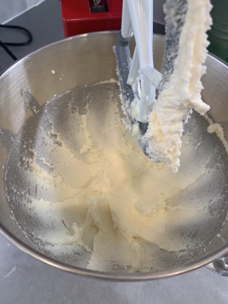 Butter and sugar after four minutes creaming