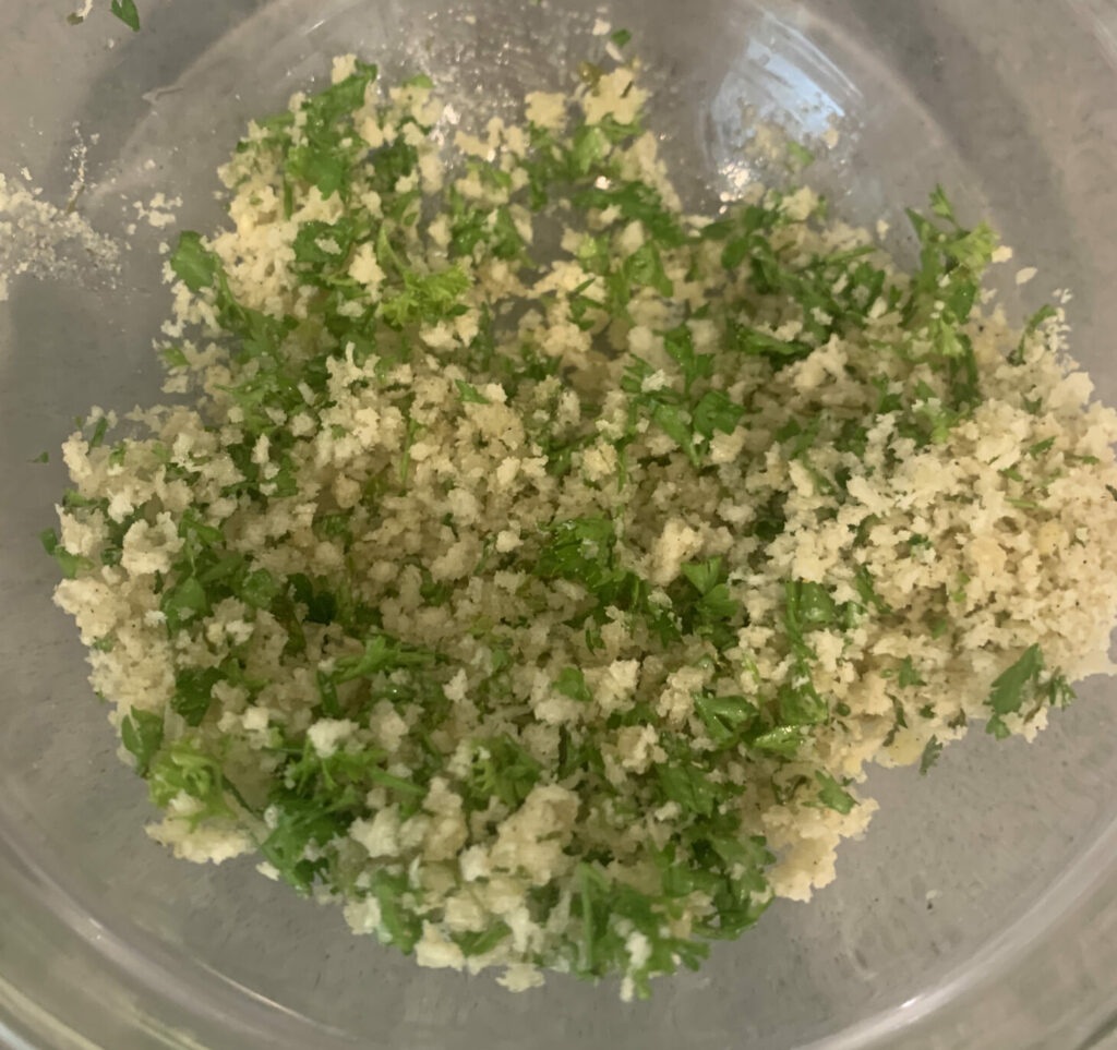 Seasoned breadcrumbs and parsley