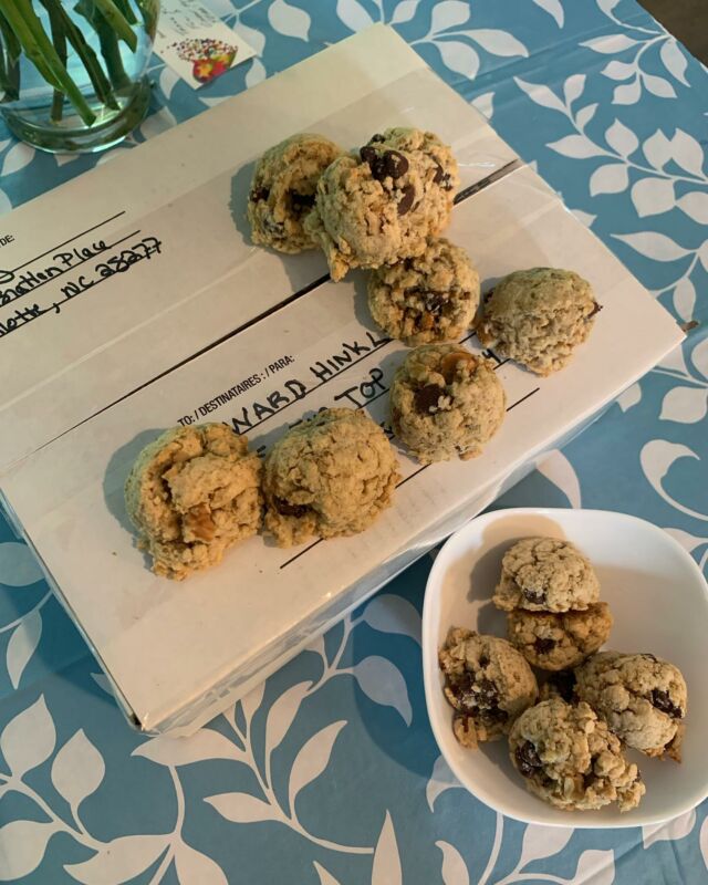 50 years ago I was sending cookies to my brother in Vietnam. Today it was with great joy that I mailed him a package to mark the occasion of his release from the hospital after more than 18 weeks! (Not related to the war). Welcome home Ward. Phew! #bakingwithlove #cookiesinthemail #awomancooks 
.
.
.
.
#momscookies #chocolatechipwalnutcookies #bakersgottabake #familylove❤️ #ashevillefoodie #ashevillebaker #charlottefoodie
