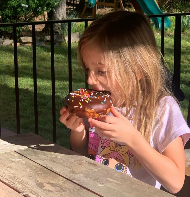 I think our love for food is deeply seated in the treats of our childhood. When I watch my grandchildren thrill to a chocolate covered donut bigger than their heads it brings back my childhood days playing in a sunlit backyard and enjoying an unexpected treat!  Thank you to the ones who make the treats and the ones who serve them! #foodiebeginnings #childhoodtreats #awomancooks 
.
.
.
.
#chocolatecovereddonuts #bakedwithlove❤️ #happydays❤️ #bakersgottabake #ashevillefoodie