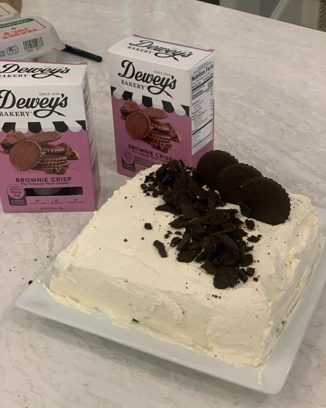 Take that Nabisco!  Here’s an easy substitute for Chocolate Wafers. @deweysbakery Brownie Crisp Thin Wafers work just fine for Ice Box Cake. I got mine on @amazonprime but you can also shop their website or find them at local grocery stores.  My family has always loved this easy-to-make dessert (Easy unless you have to make the cookies first!) and they couldn’t tell the difference between these cookies and the original Nabisco cookies. Next time I am thinking of trying the hot cocoa flavor!  No one asked me to post this and I received nothing for it. Just sharing the information. #iceboxcake #chocolatewafer #awomancooks 
.
.
.
.
#nabiscocookies #nabiscochocolatewafers #deweysbakery #moraviancookies #ashevillebaker #homebaking #oldfashionediceboxcake