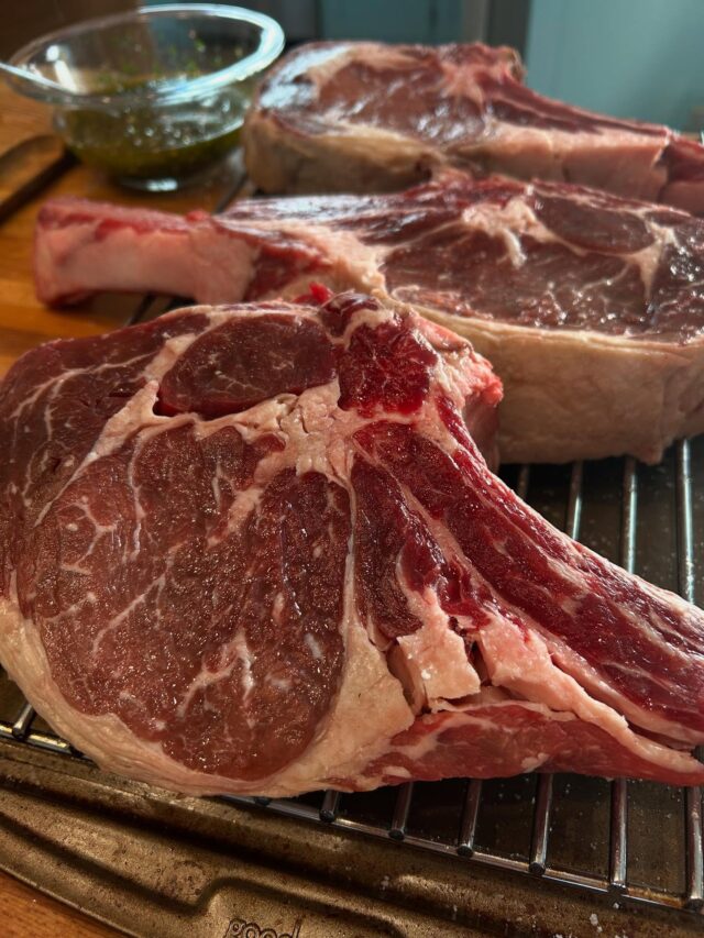 They said Go Big or Go Home and since we are leaving the beach tomorrow we decided to do exactly that!  #tomahawksteak🥩 #bbqatthebeach #biggreenegglife #sunsetbeachnc #carnivoretribe